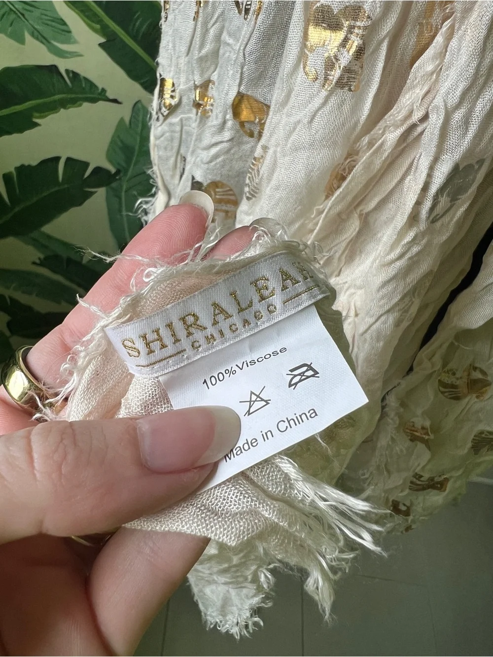 Shiraleah Cream‎ Gild Elephant Print Scarf Wrap One Size